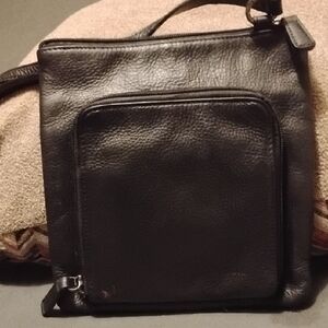 Fossil Black Leather Messenger Bag